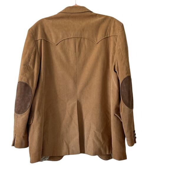 Western Classic Guy Garret Corduroy Blazer Jacket 42R Beige Elbow Pads - Picture 2 of 12